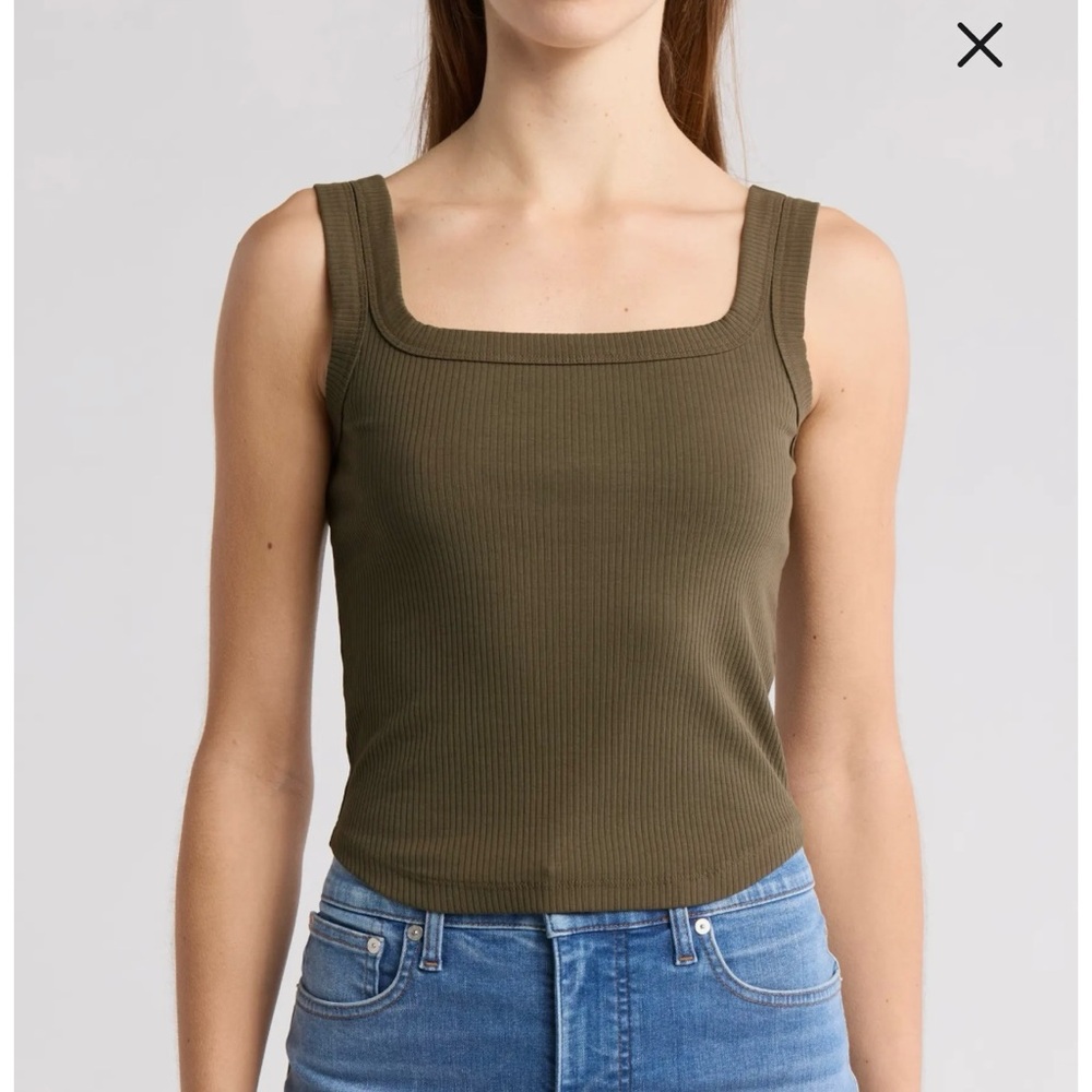 Madewell Luma Ribbed Square Neck Tank Top